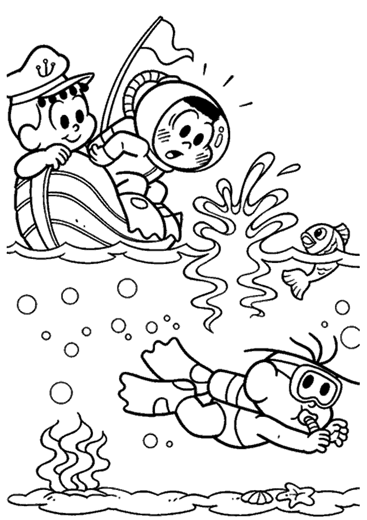 turma da monica para colorir