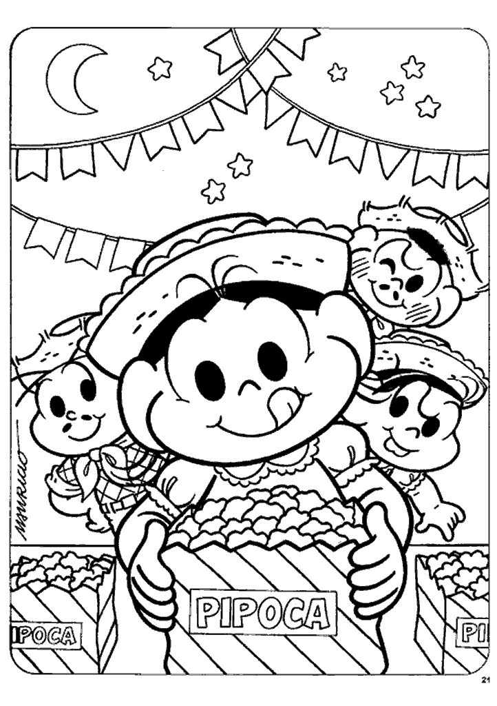turma da monica para colorir
