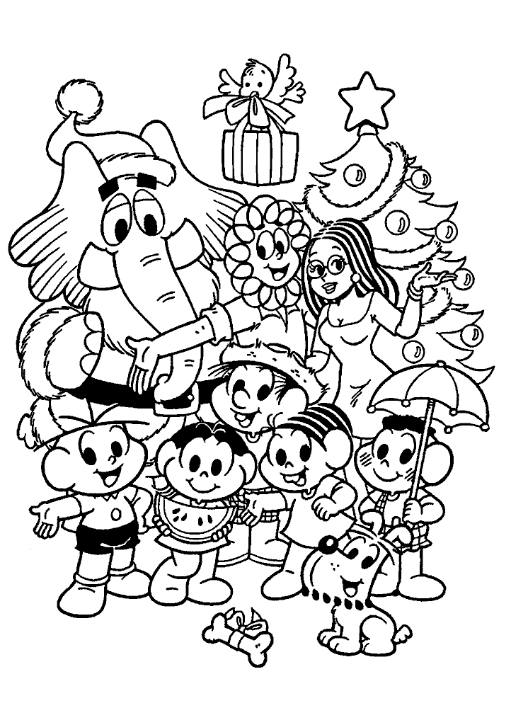 turma da monica para colorir