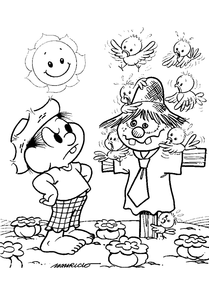 turma da monica para colorir