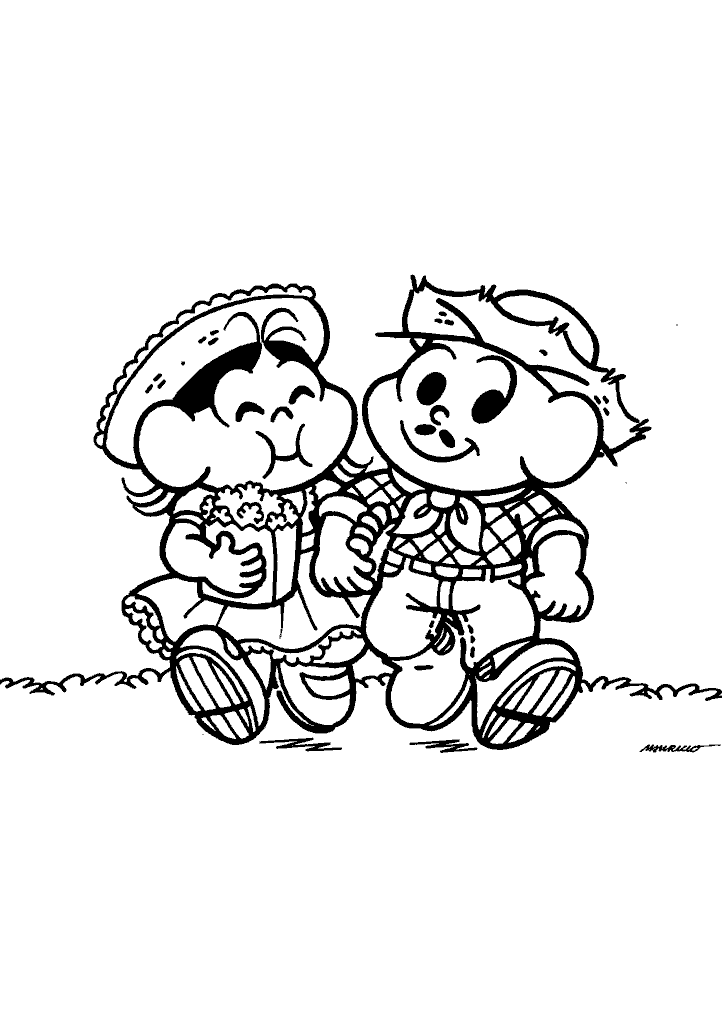 turma da monica para colorir