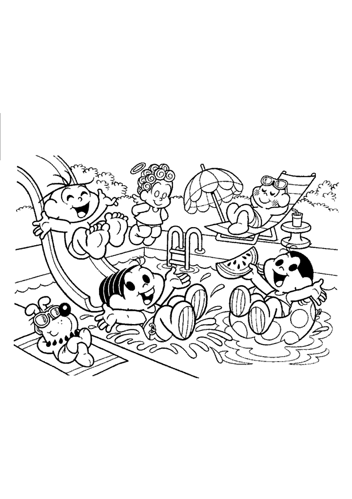 turma da monica para colorir