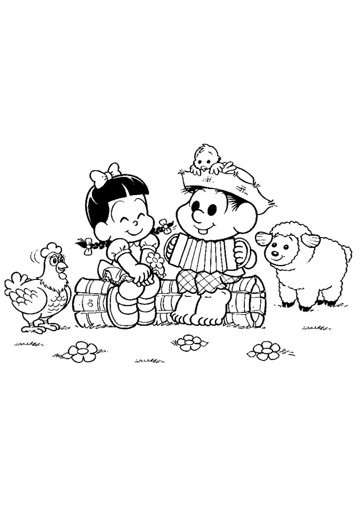 turma da monica para colorir