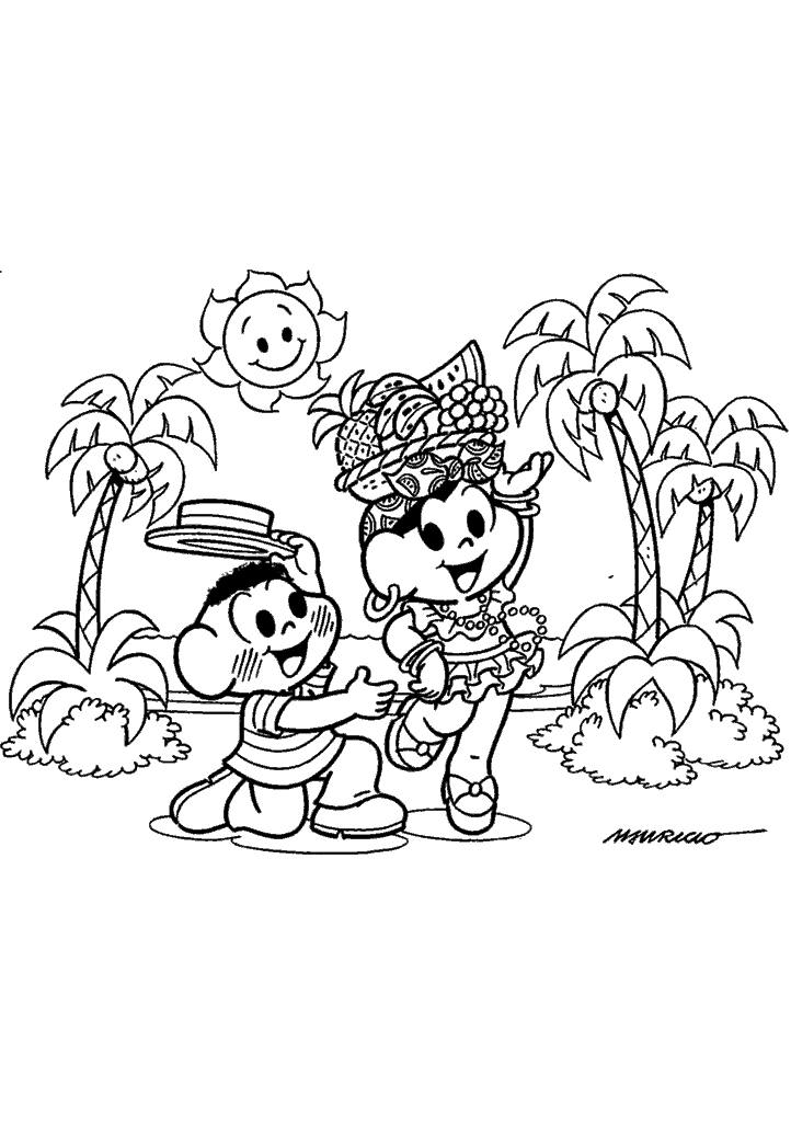turma da monica para colorir