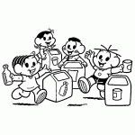 turma da monica para colorir