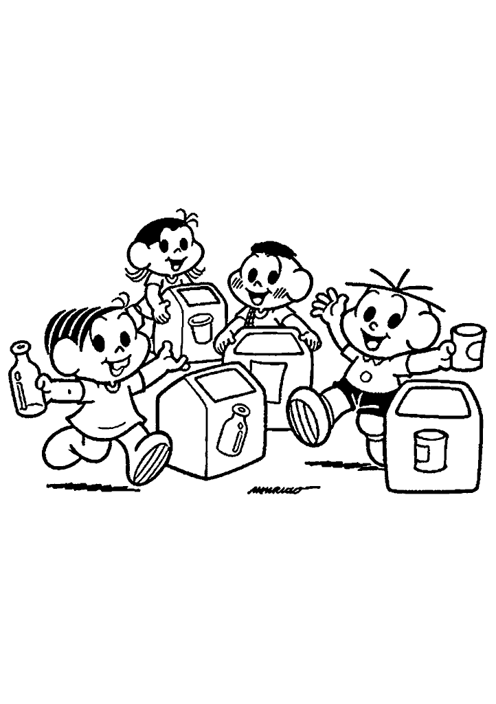 turma da monica para colorir