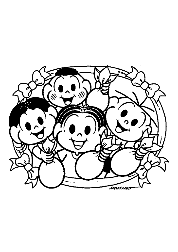 turma da monica para colorir