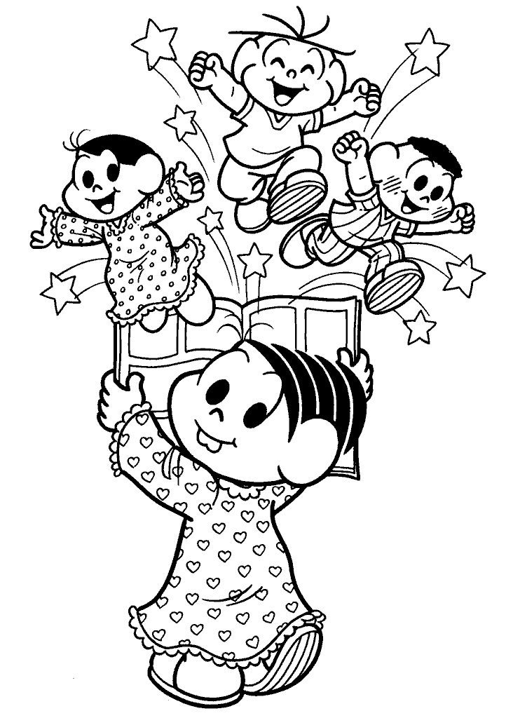turma da monica para colorir