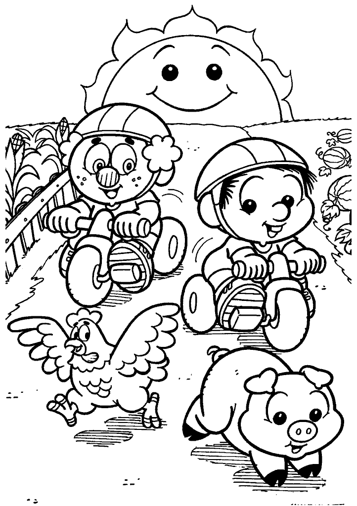 turma da monica para colorir