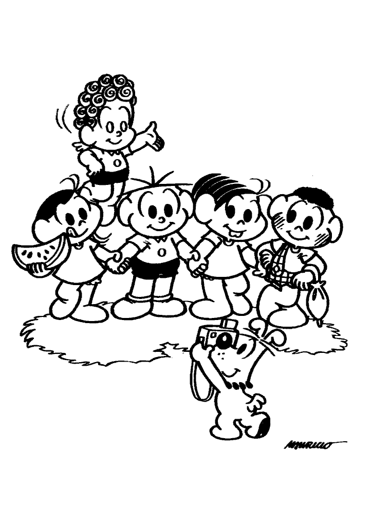 turma da monica para colorir